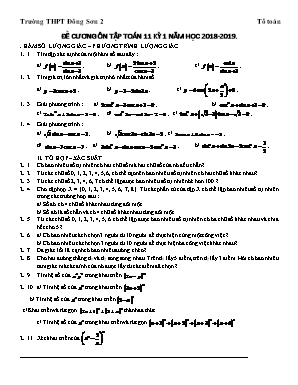 Đê cương ôn tâp học kỳ I môn Toan Lớp 11 - Năm học 2018-2019 - Trường THPT Đông Sơn 2